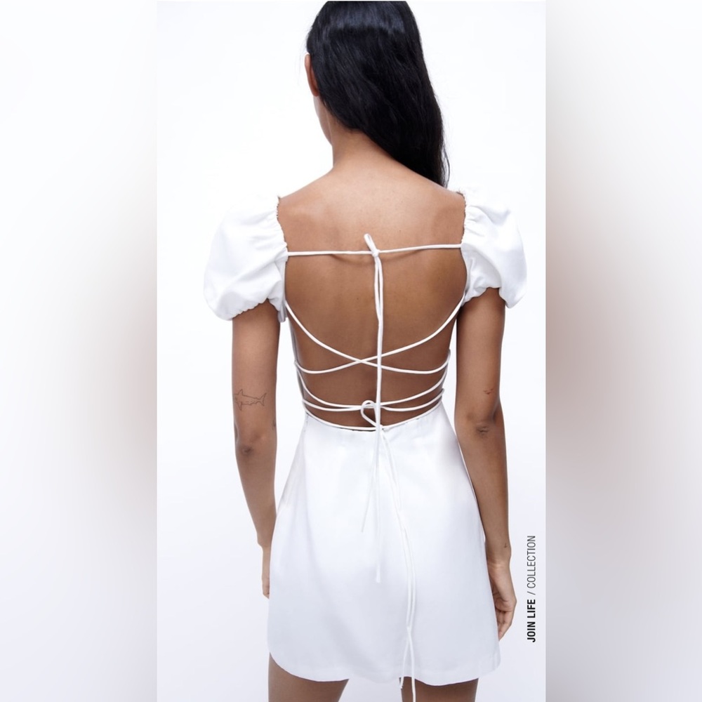 ZARA Linen Blend Dress White size XS